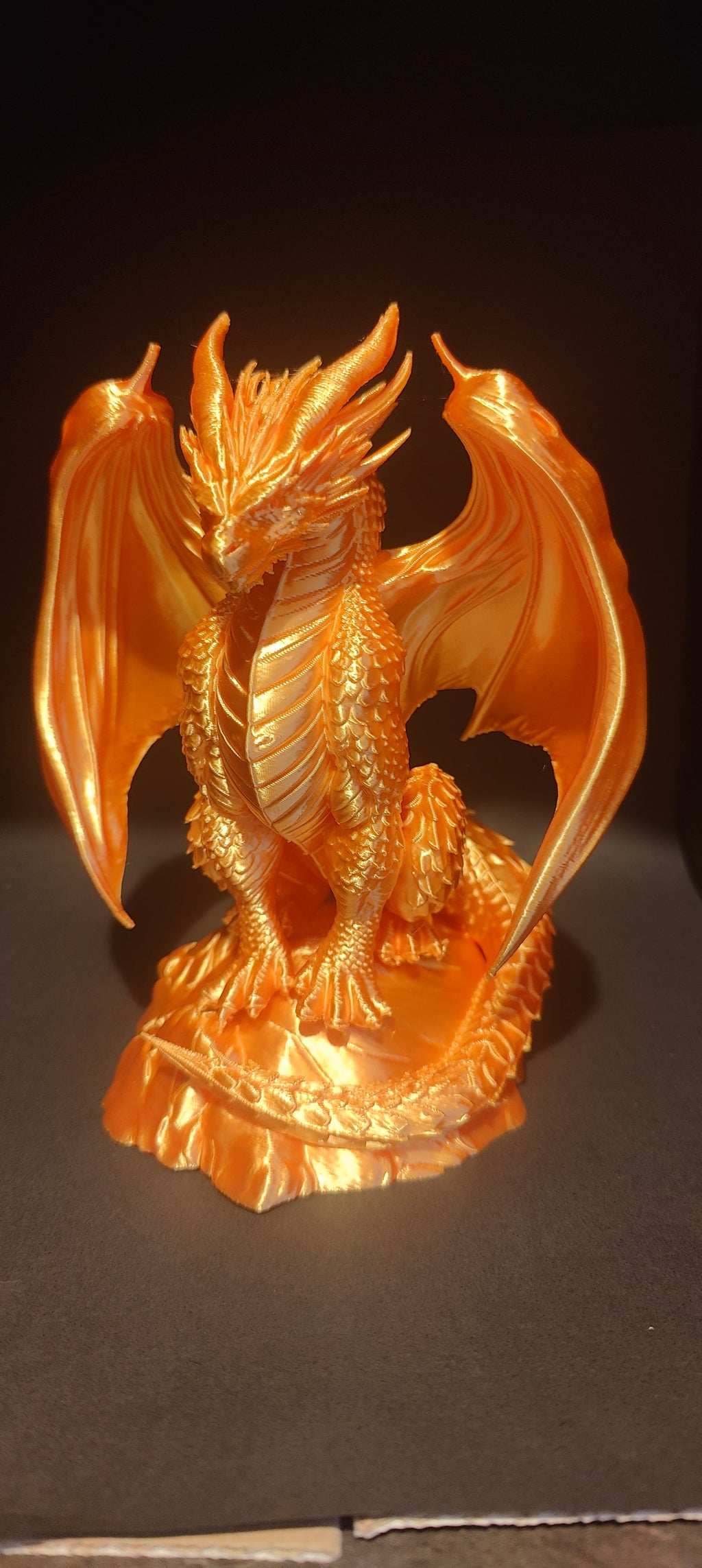 Epic 3D Printed Dragon Statue – Metallic Finish, Highly Detailed