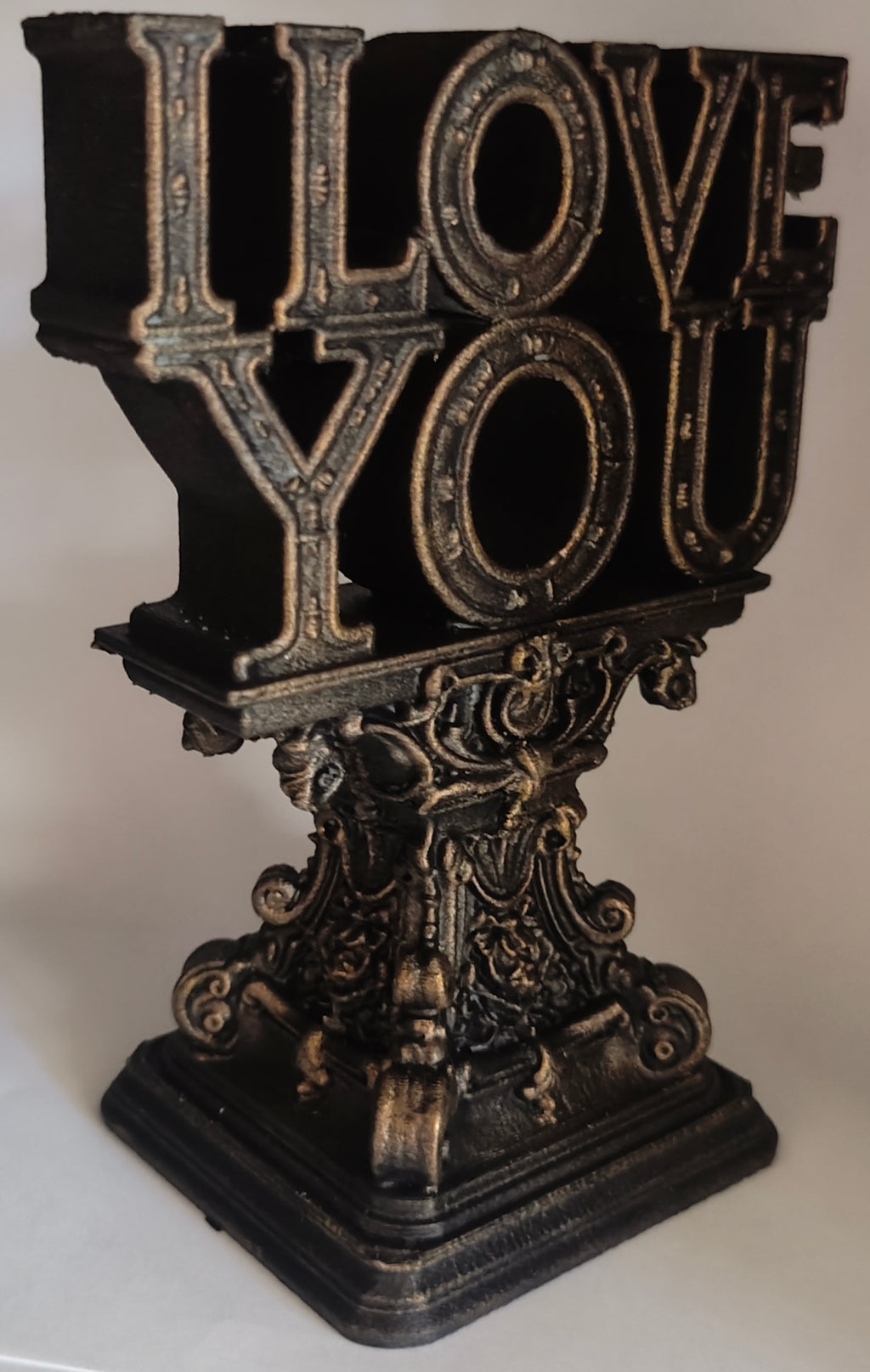 I Love You Sculpture Antique Black & Gold