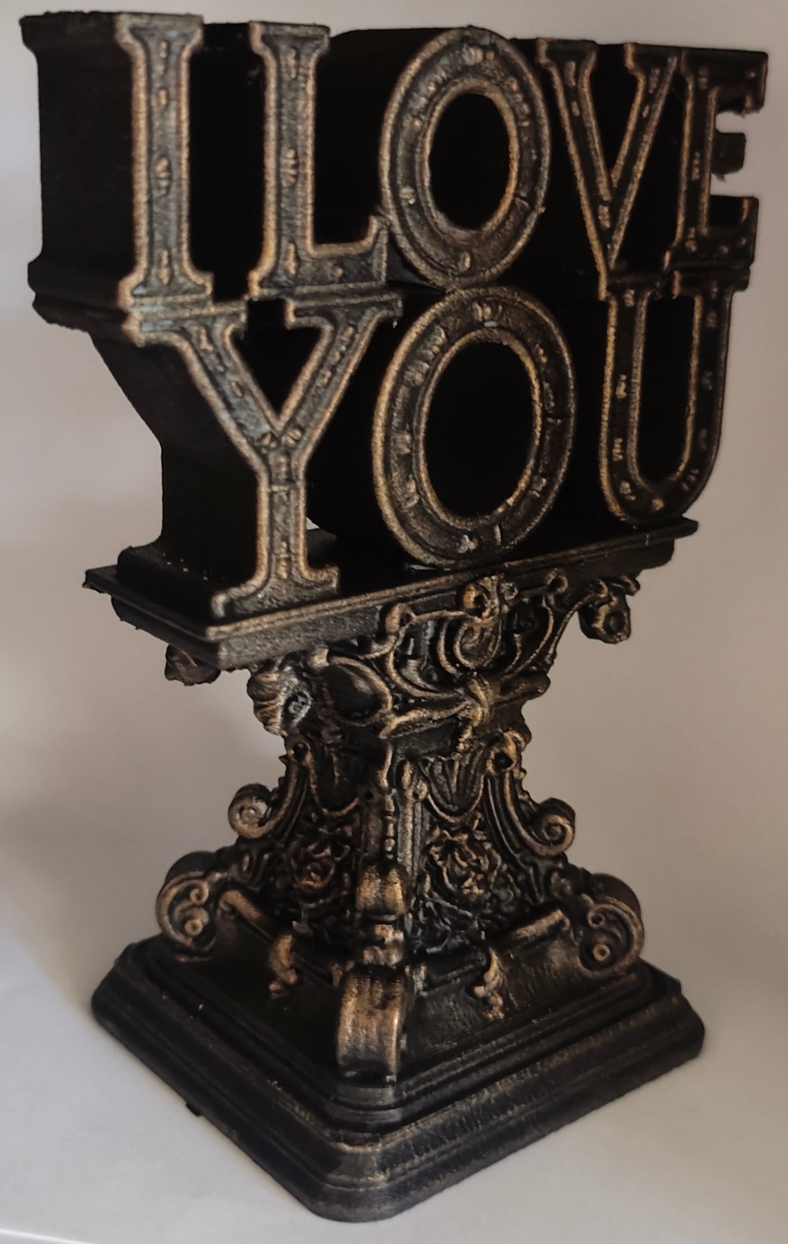 I Love You Sculpture Antique Black & Gold