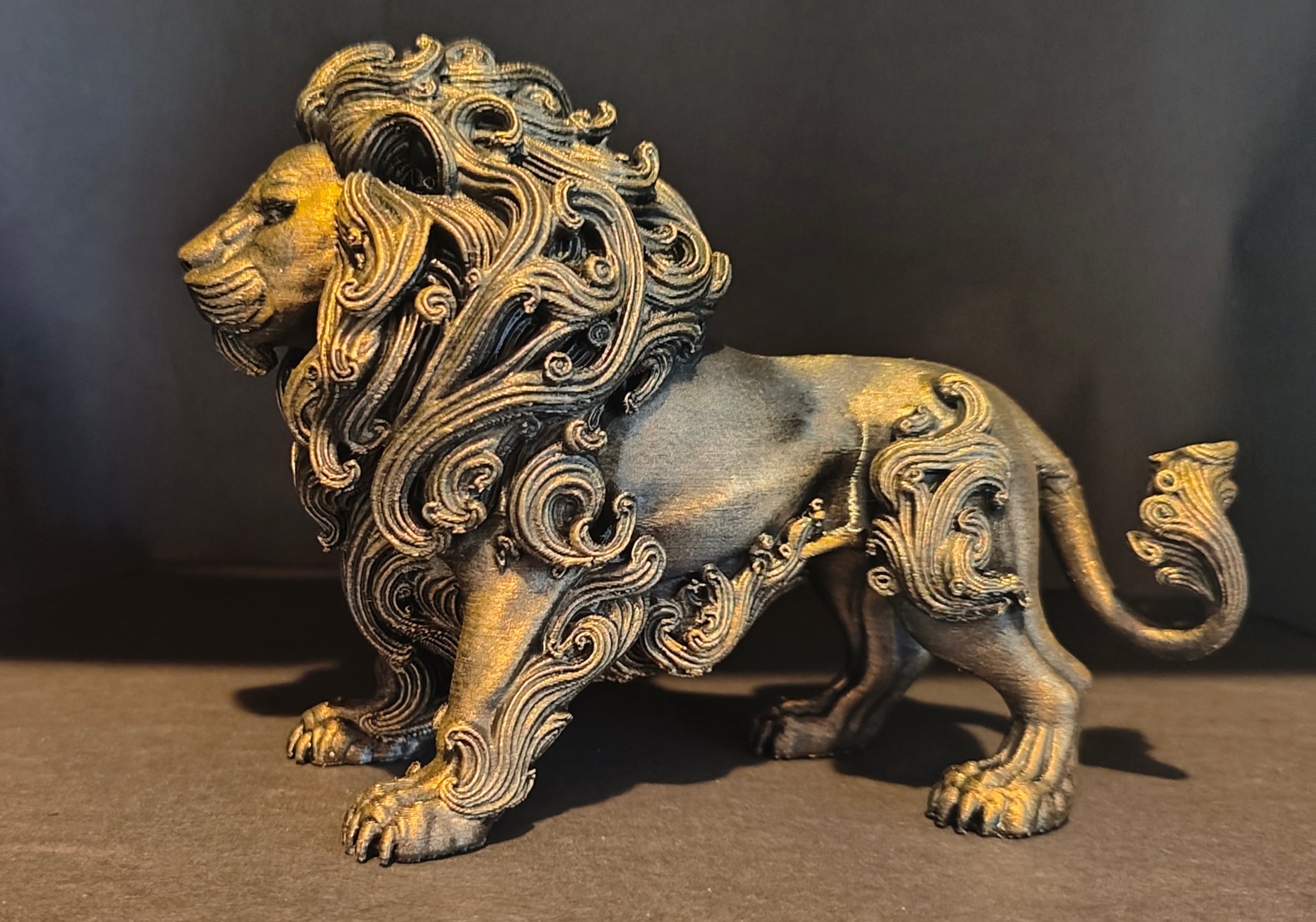 Ornate Lion Figurine Hand-Finished 3D Print