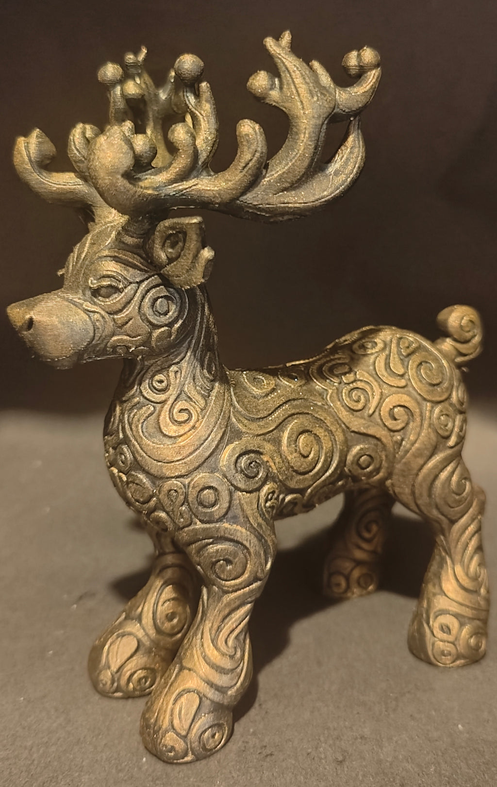 Ornate Reindeer Figurine Detailed 3D Printed Christmas Decor
