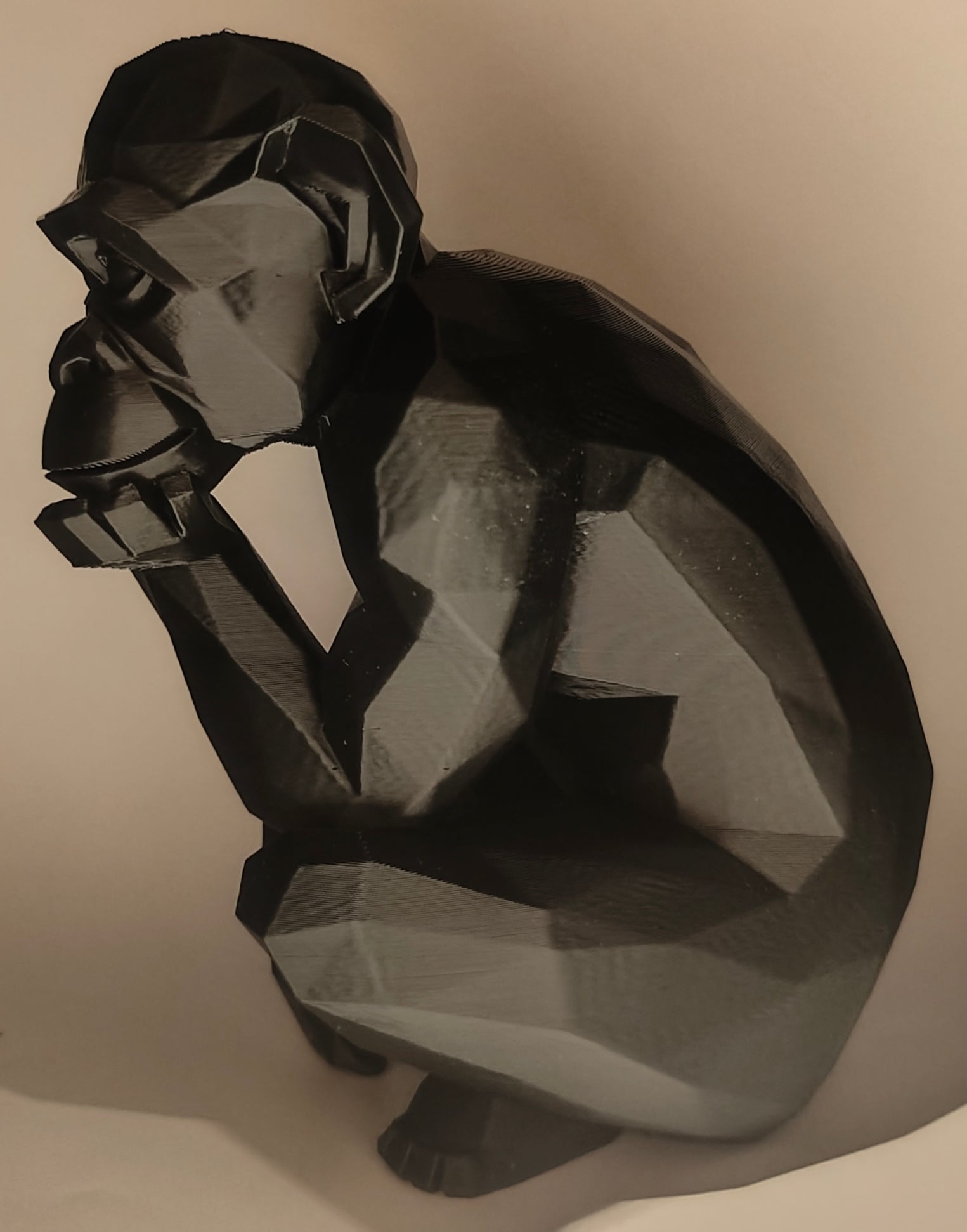 Geometric Gorilla Sculpture Matte Black