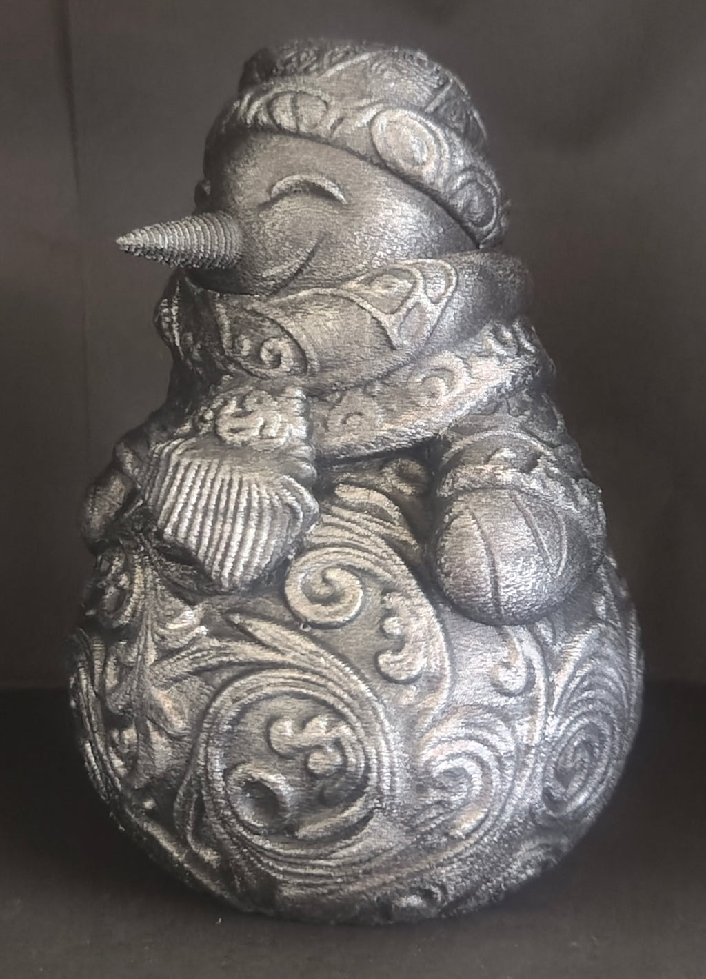 Ornate Snowman Sculpture Stone Style Finish