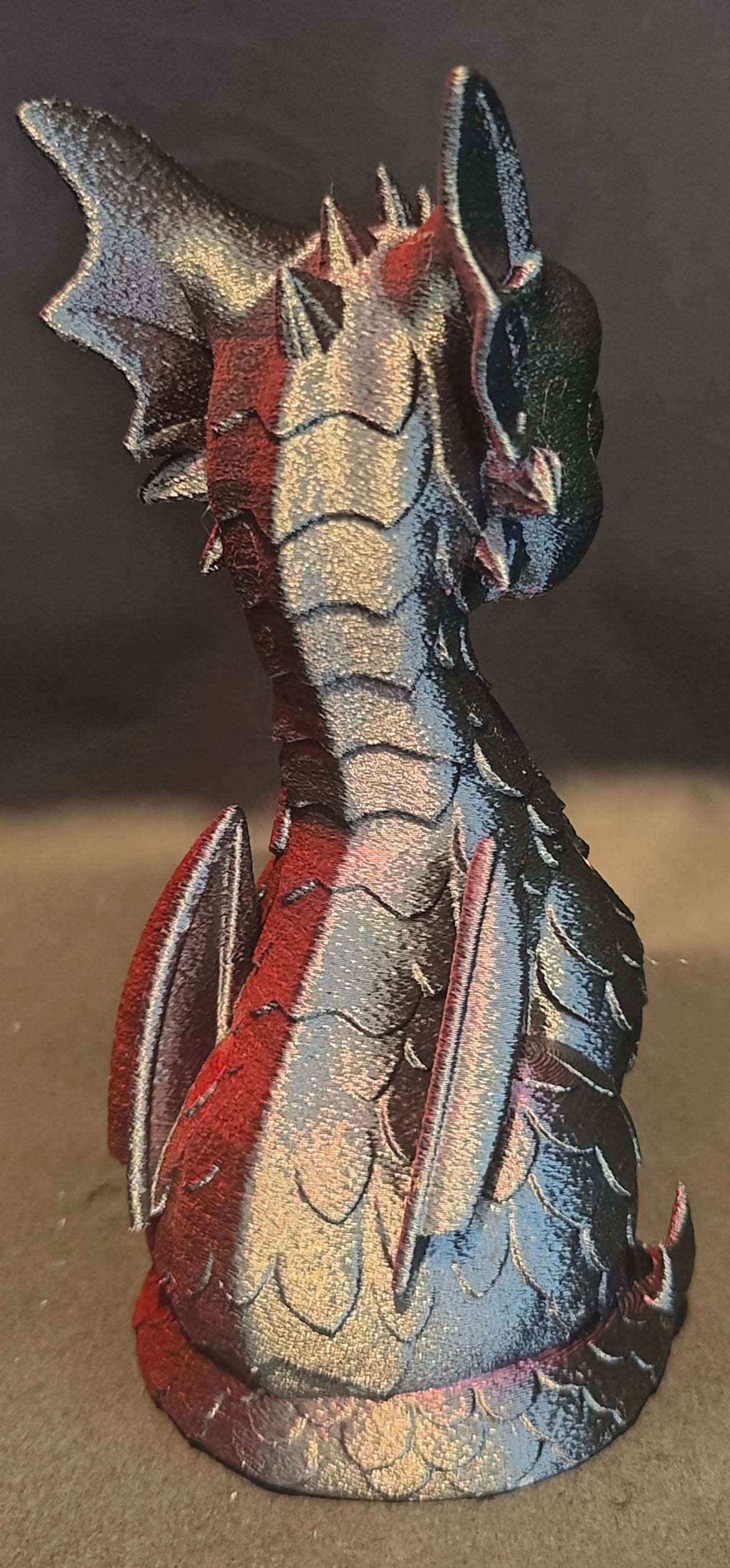 Cute Baby Dragon Figurine 3D Printed in Stunning Metallic Pink/Black
