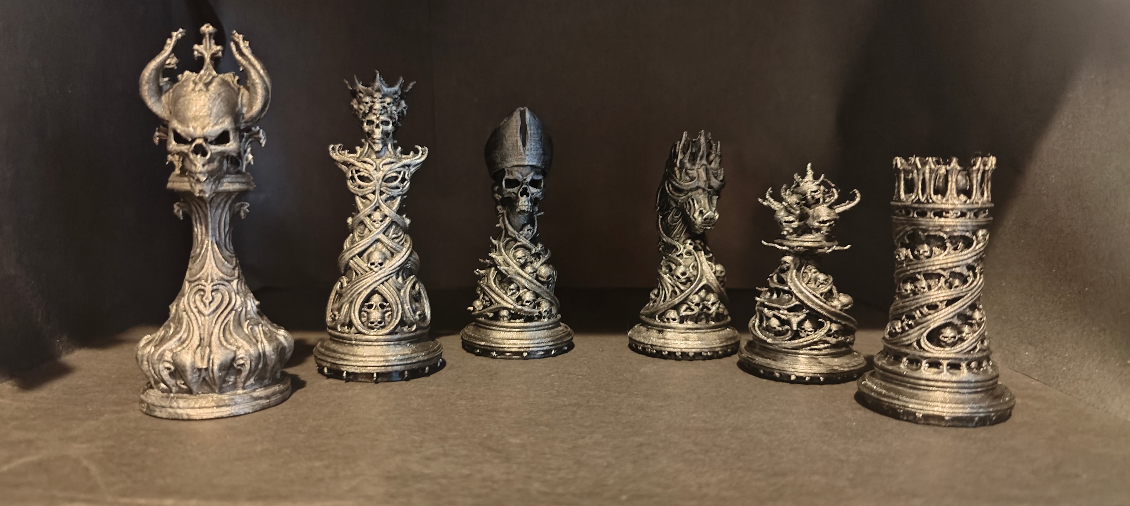 Dark Gothic Chess Set Skulls & Crowns Edition