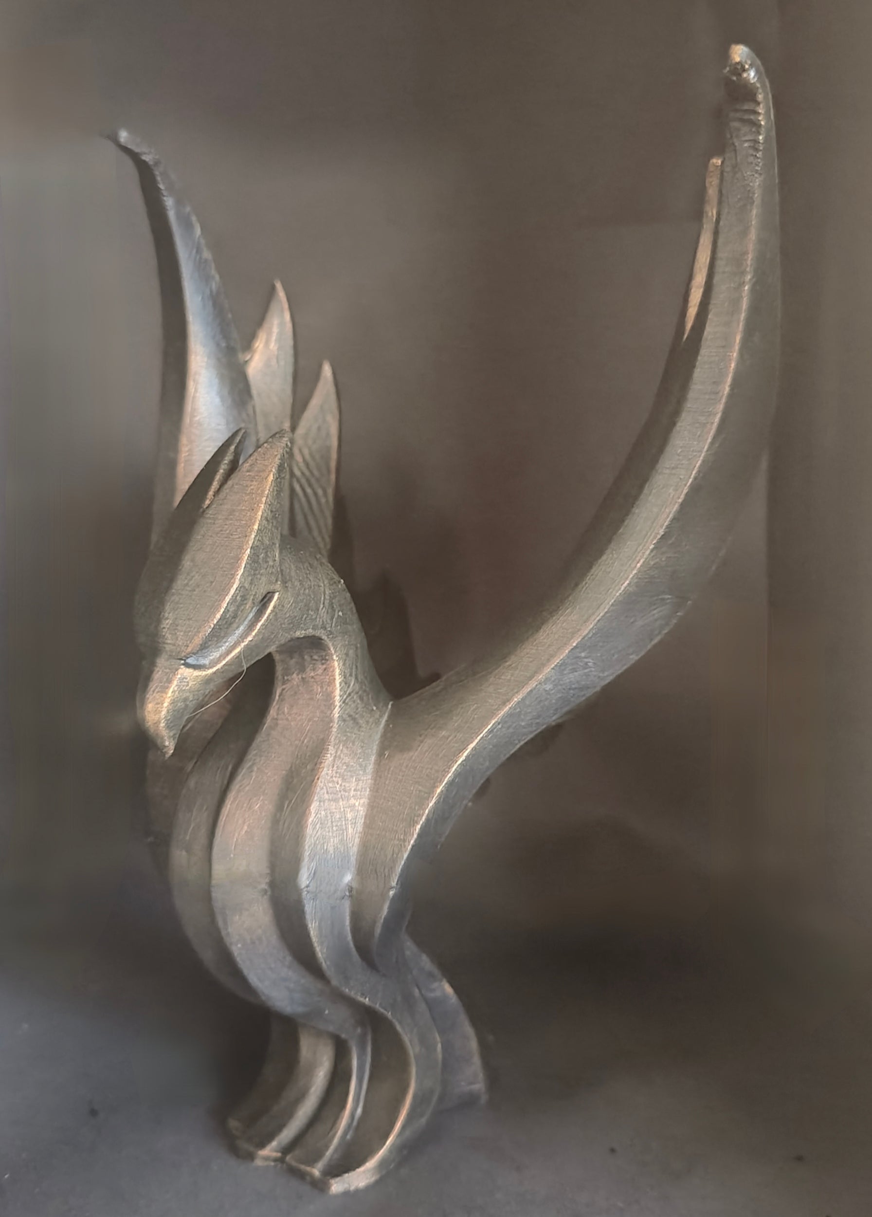 Abstract Phoenix / Dragon Flame Sculpture – Metallic Finish
