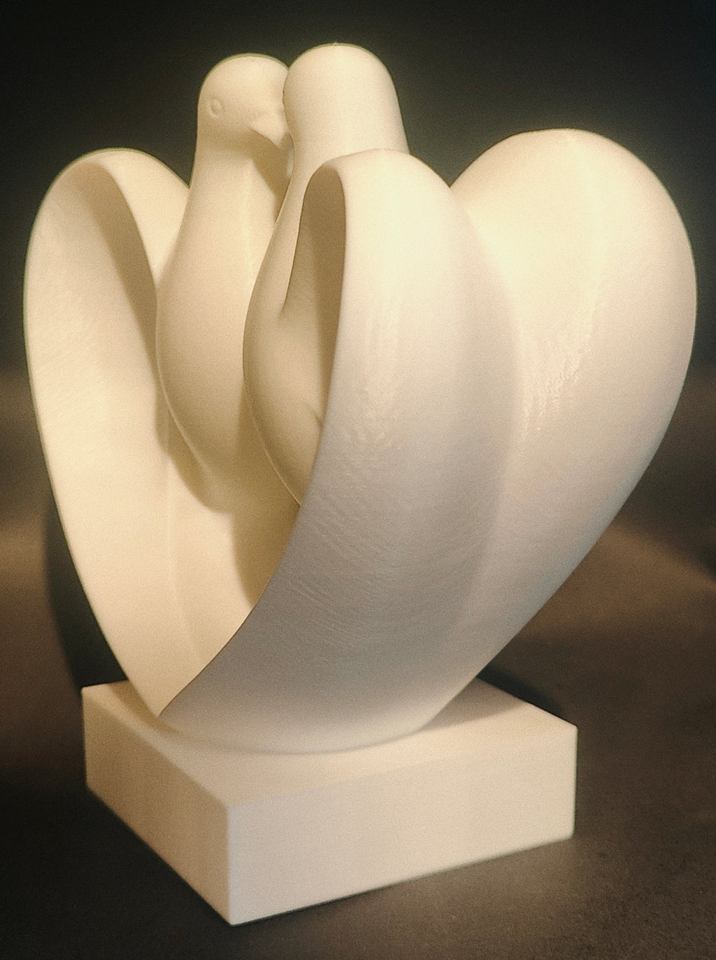 Love Birds Heart Sculpture Matte White