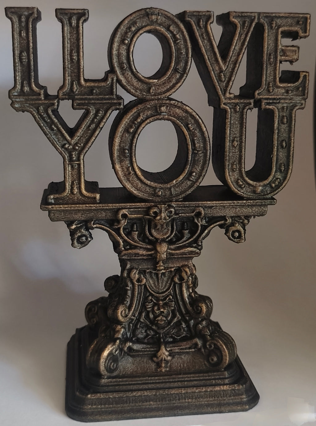 I Love You Sculpture Antique Black & Gold