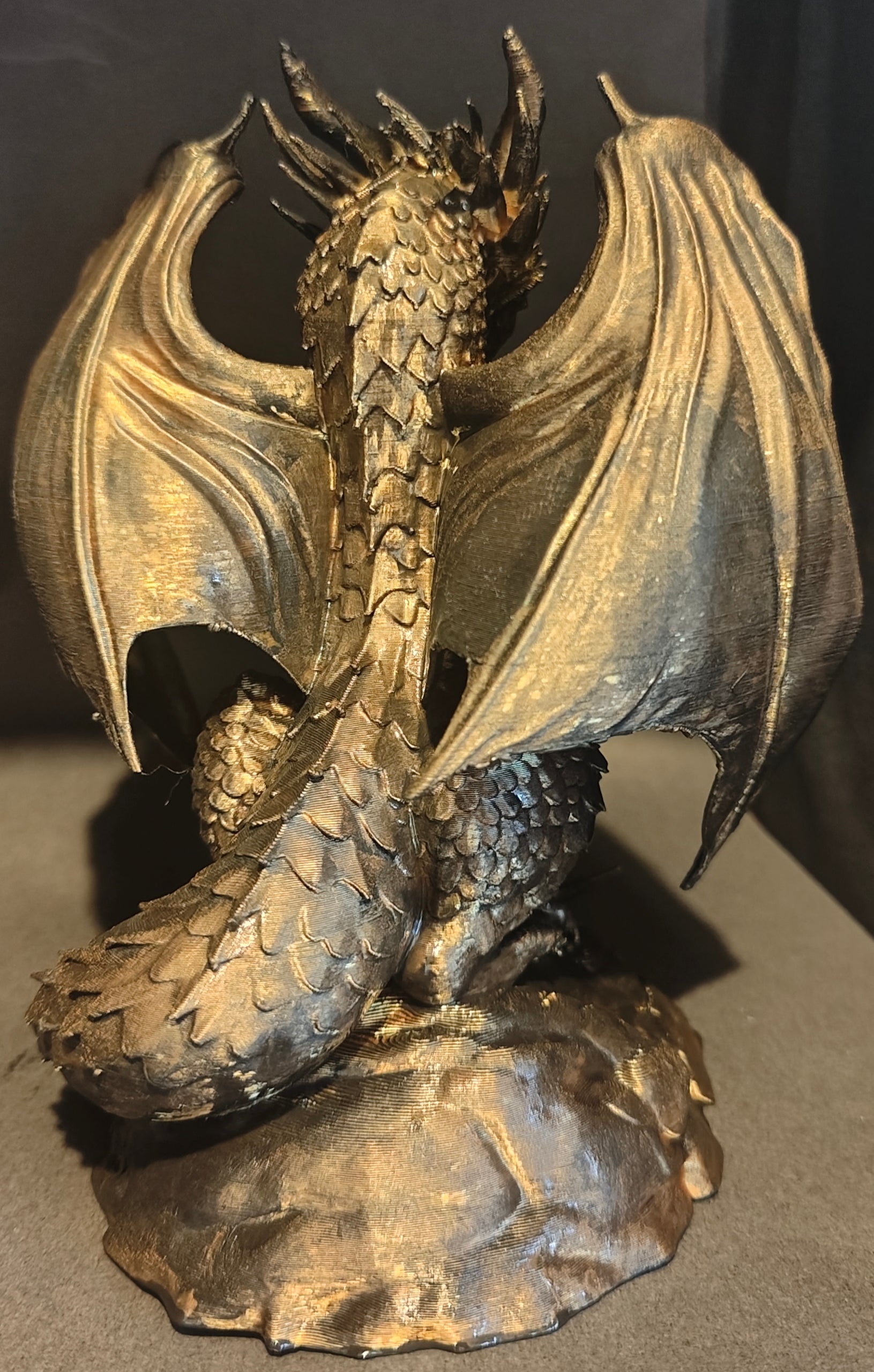 Epic 3D Printed Dragon Statue – Metallic Finish, Highly Detailed