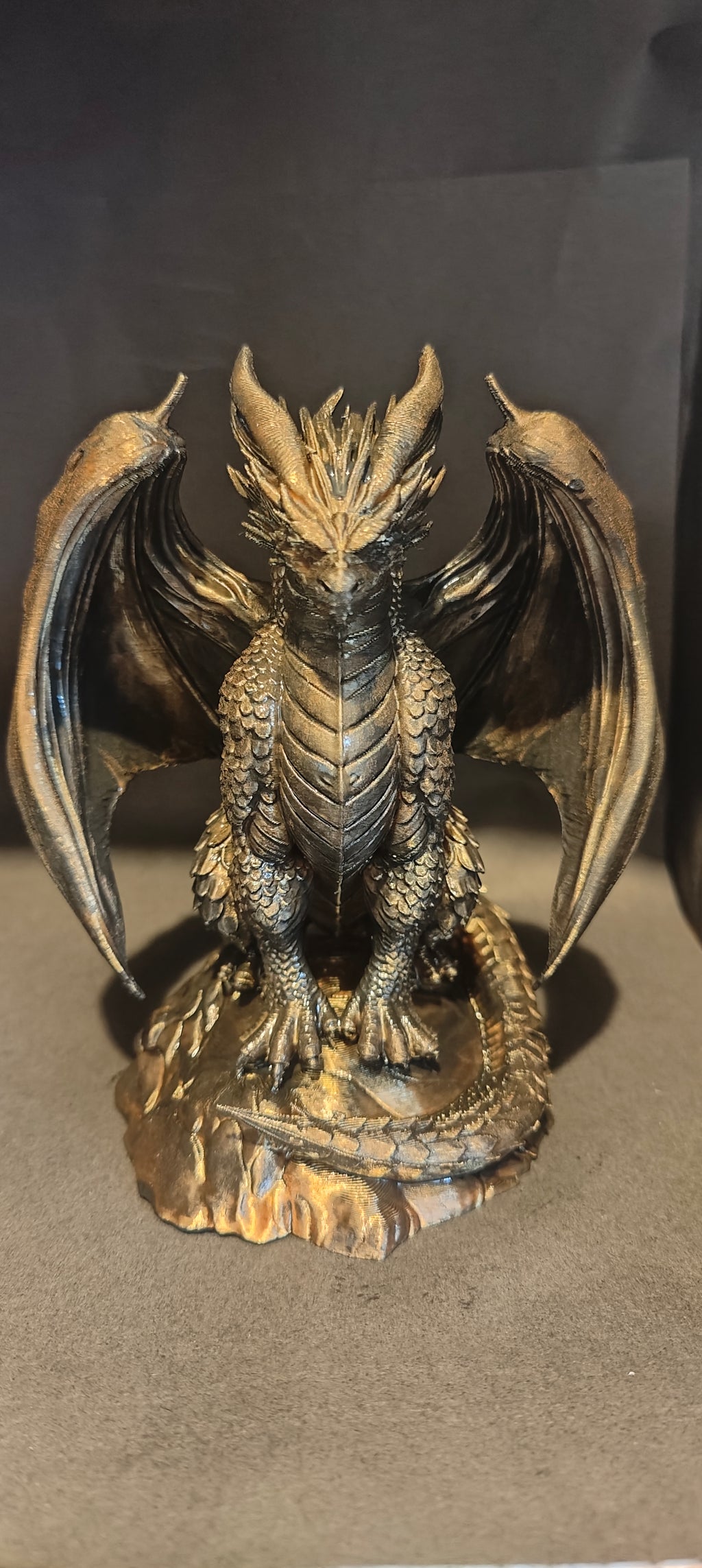 Epic 3D Printed Dragon Statue – Metallic Finish, Highly Detailed
