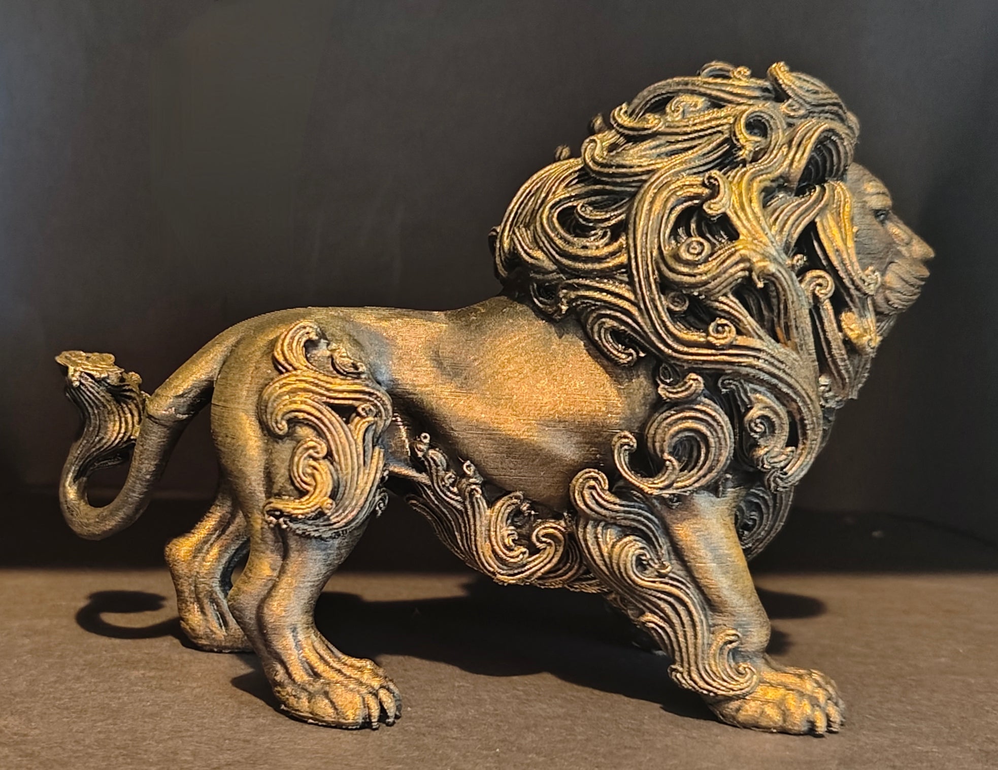 Ornate Lion Figurine Hand-Finished 3D Print