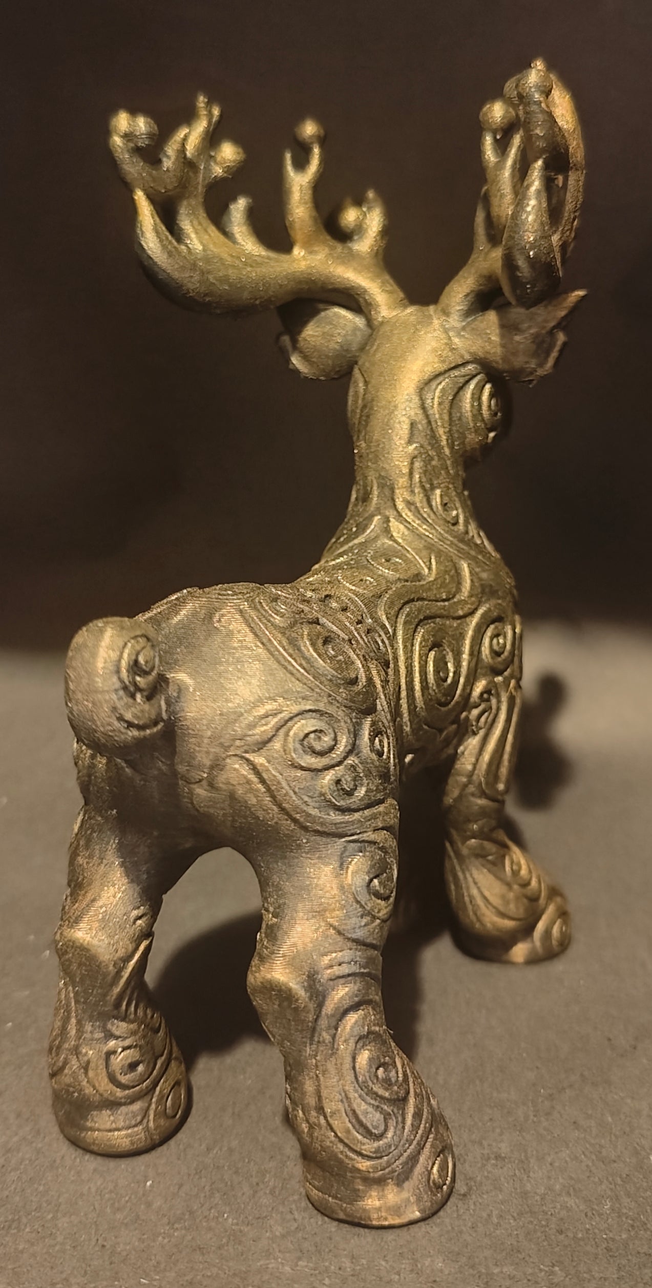 Ornate Reindeer Figurine Detailed 3D Printed Christmas Decor