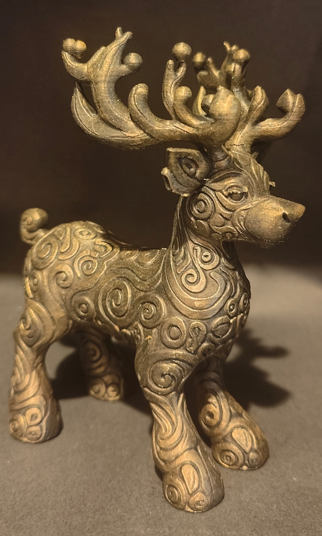 Ornate Reindeer Figurine Detailed 3D Printed Christmas Decor