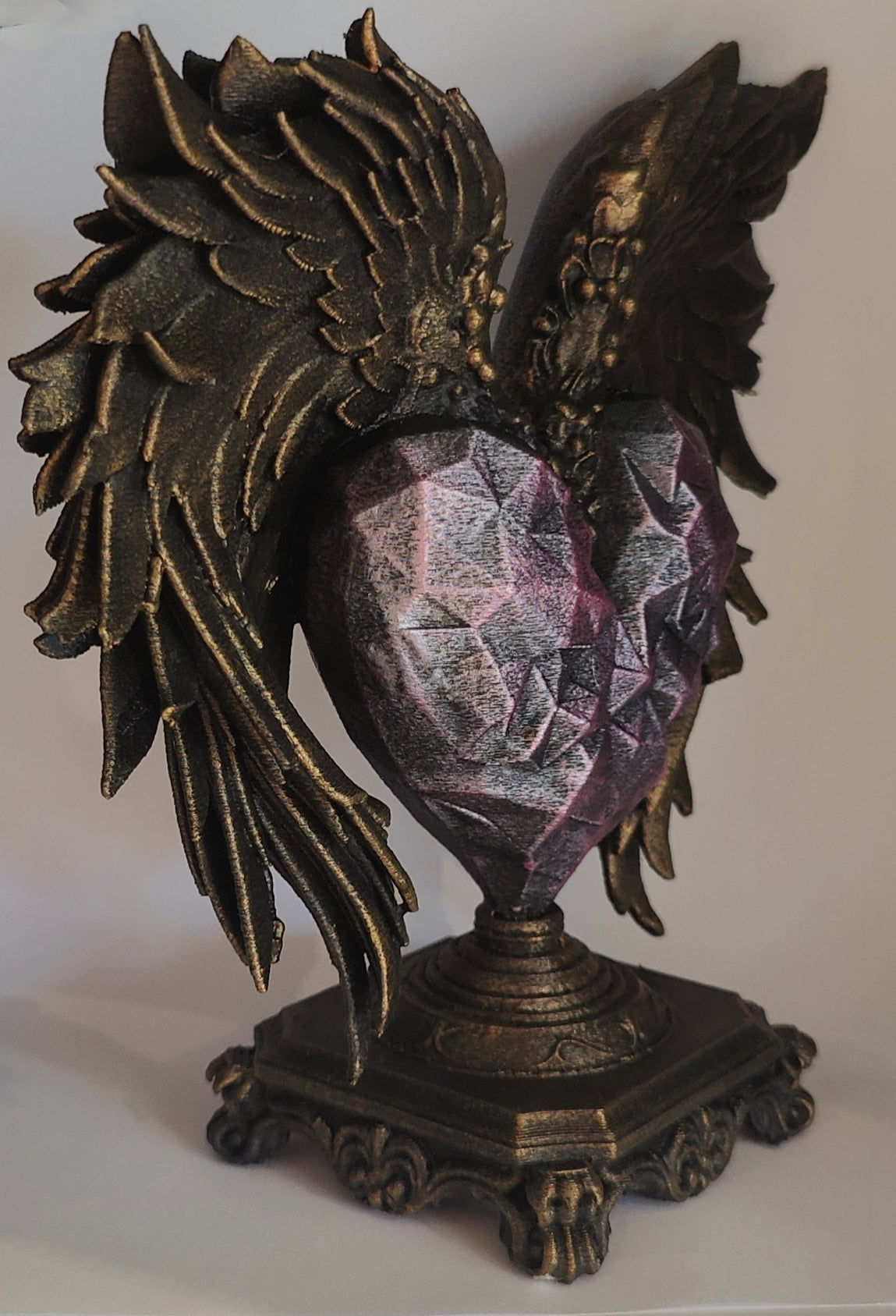 Winged Heart Sculpture Antique Gold & Rose