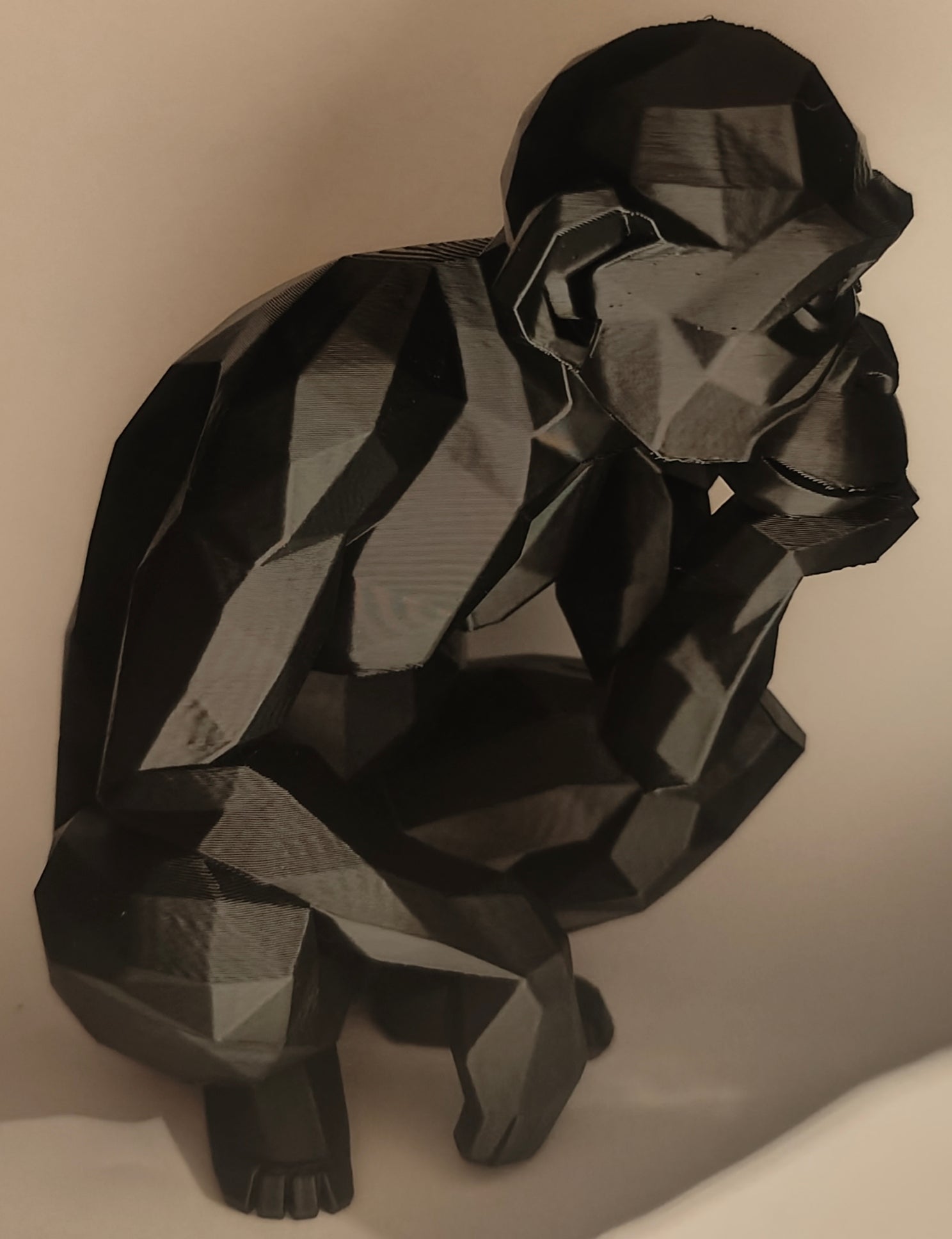 Geometric Gorilla Sculpture Matte Black