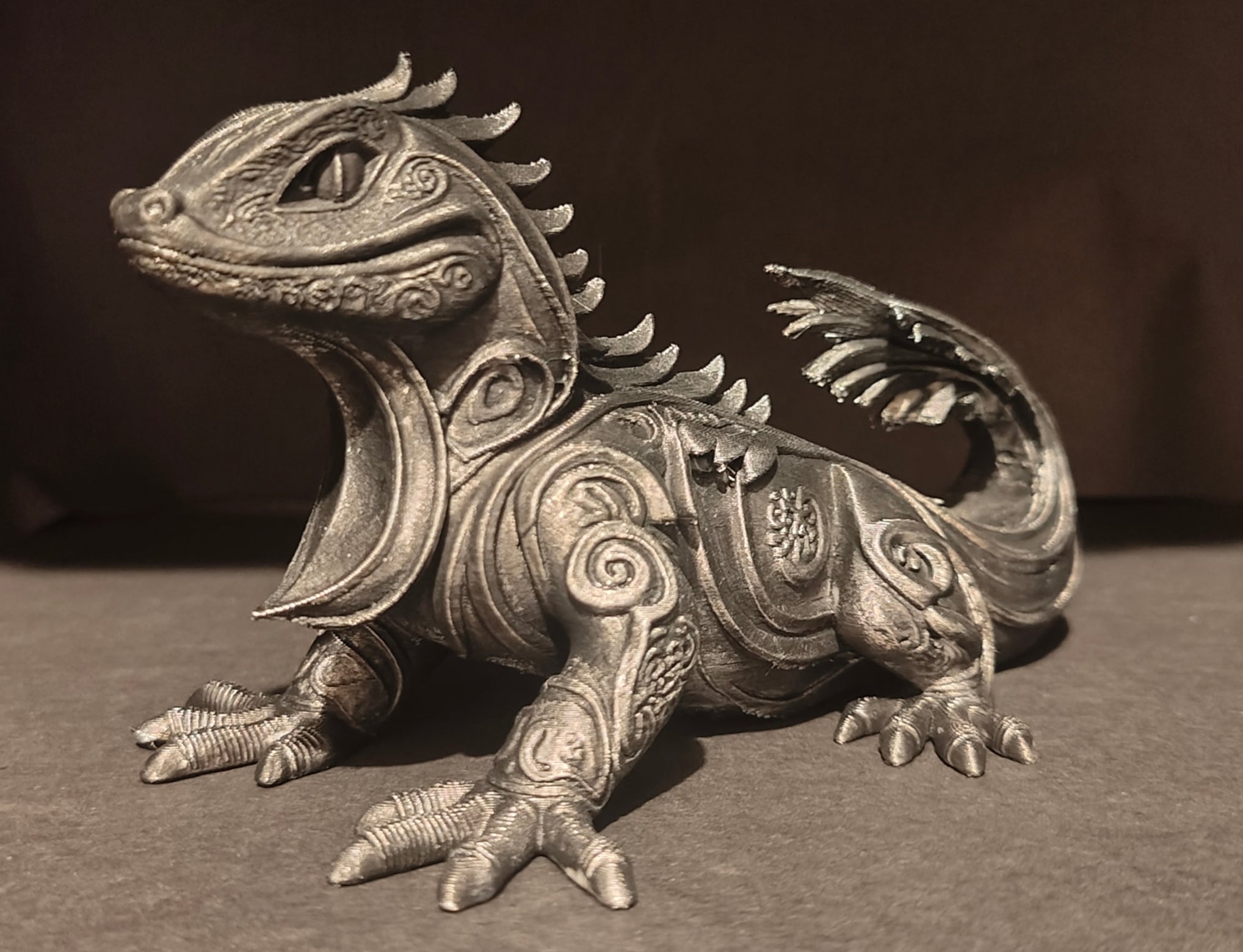 Fantasy Dragon Lizard Sculpture Stone Style Finish