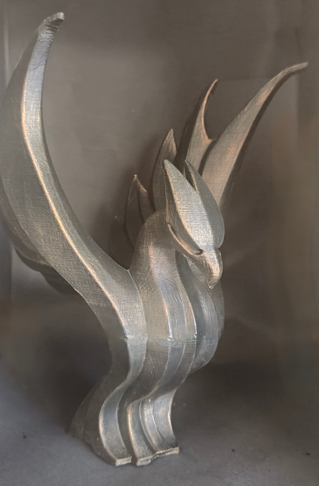 Abstract Phoenix / Dragon Flame Sculpture – Metallic Finish