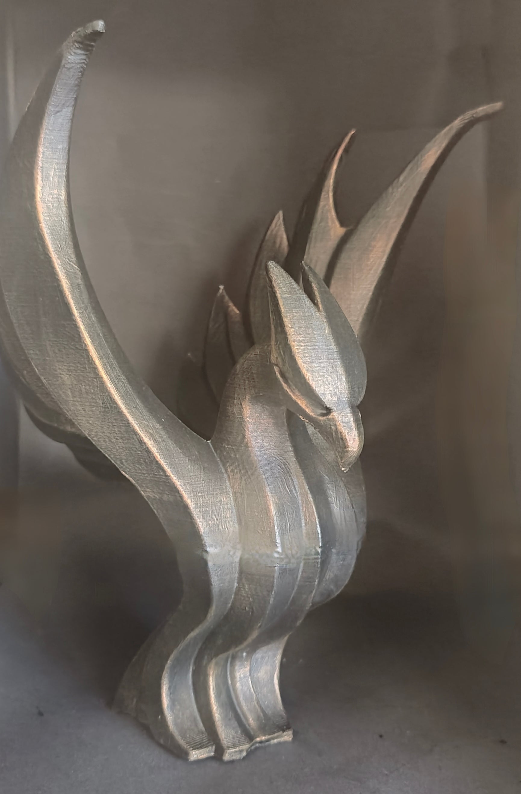 Abstract Phoenix / Dragon Flame Sculpture – Metallic Finish