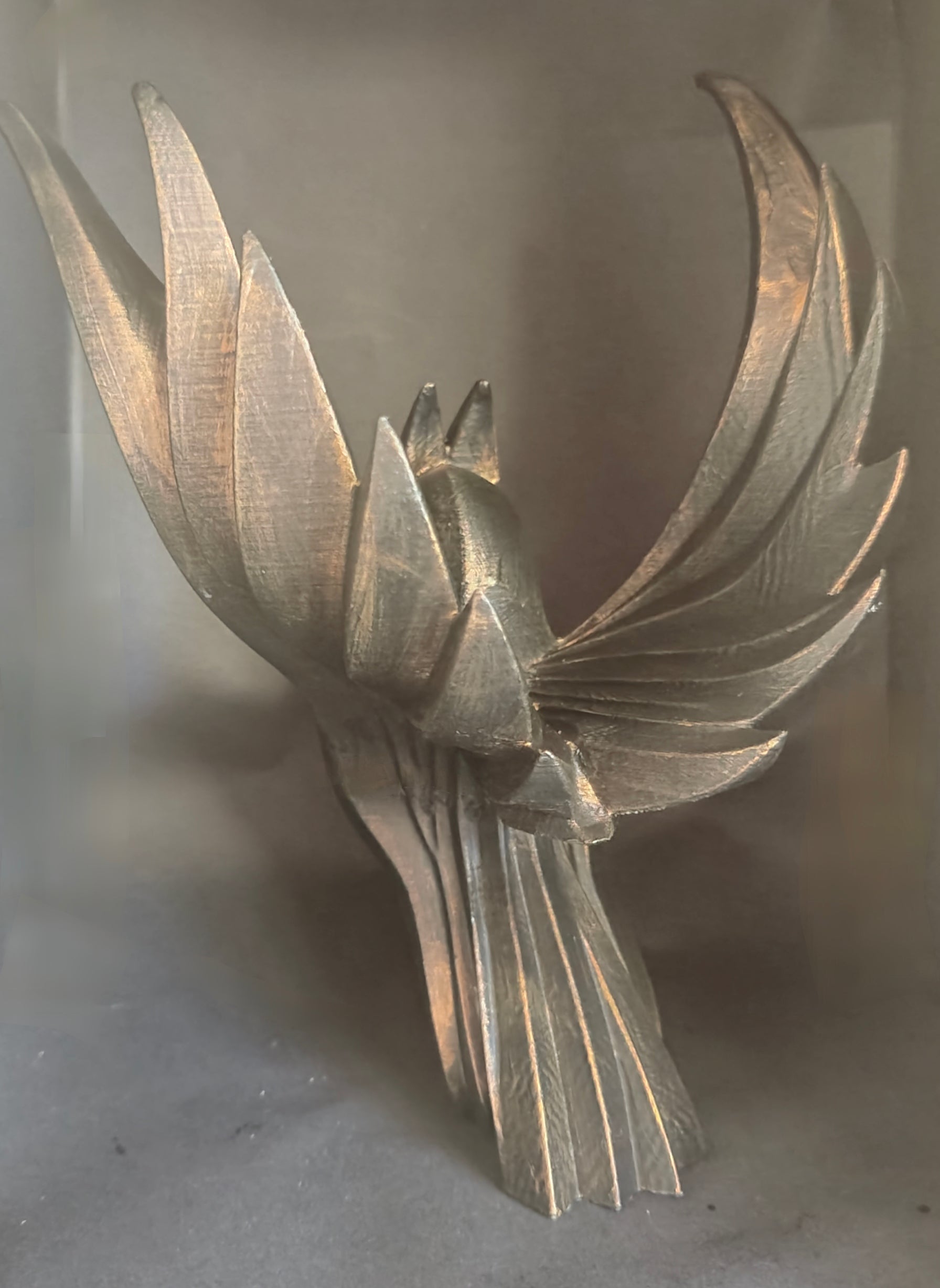 Abstract Phoenix / Dragon Flame Sculpture – Metallic Finish