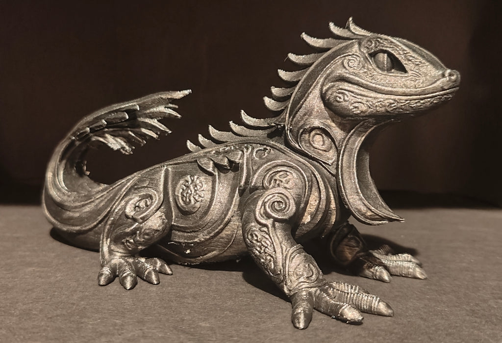 Fantasy Dragon Lizard Sculpture Stone Style Finish