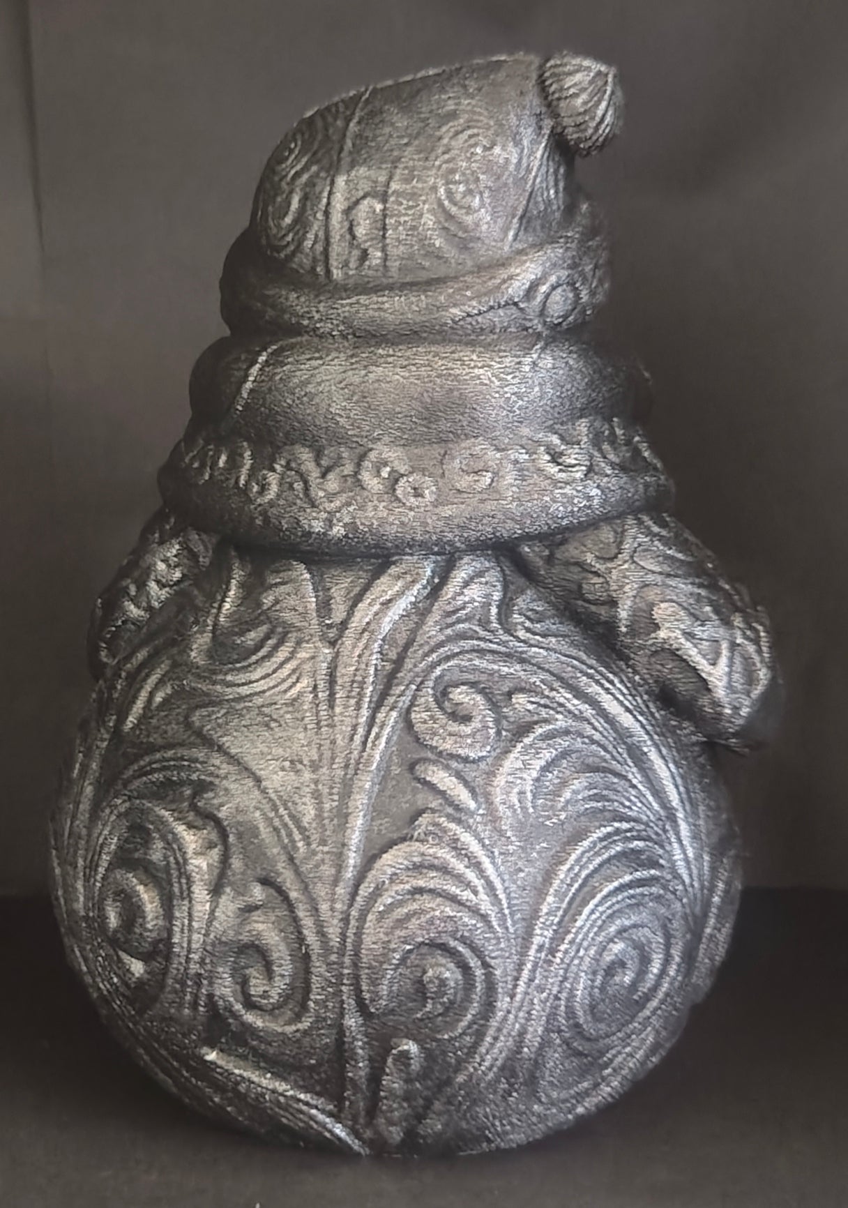 Ornate Snowman Sculpture Stone Style Finish