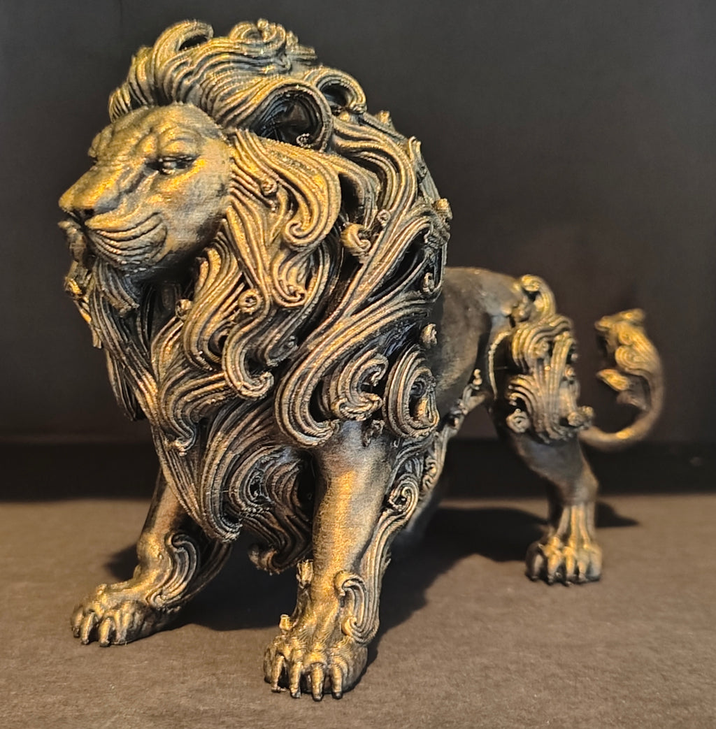 Ornate Lion Figurine Hand-Finished 3D Print