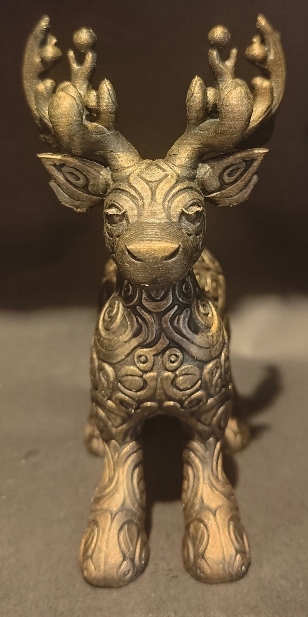 Ornate Reindeer Figurine Detailed 3D Printed Christmas Decor