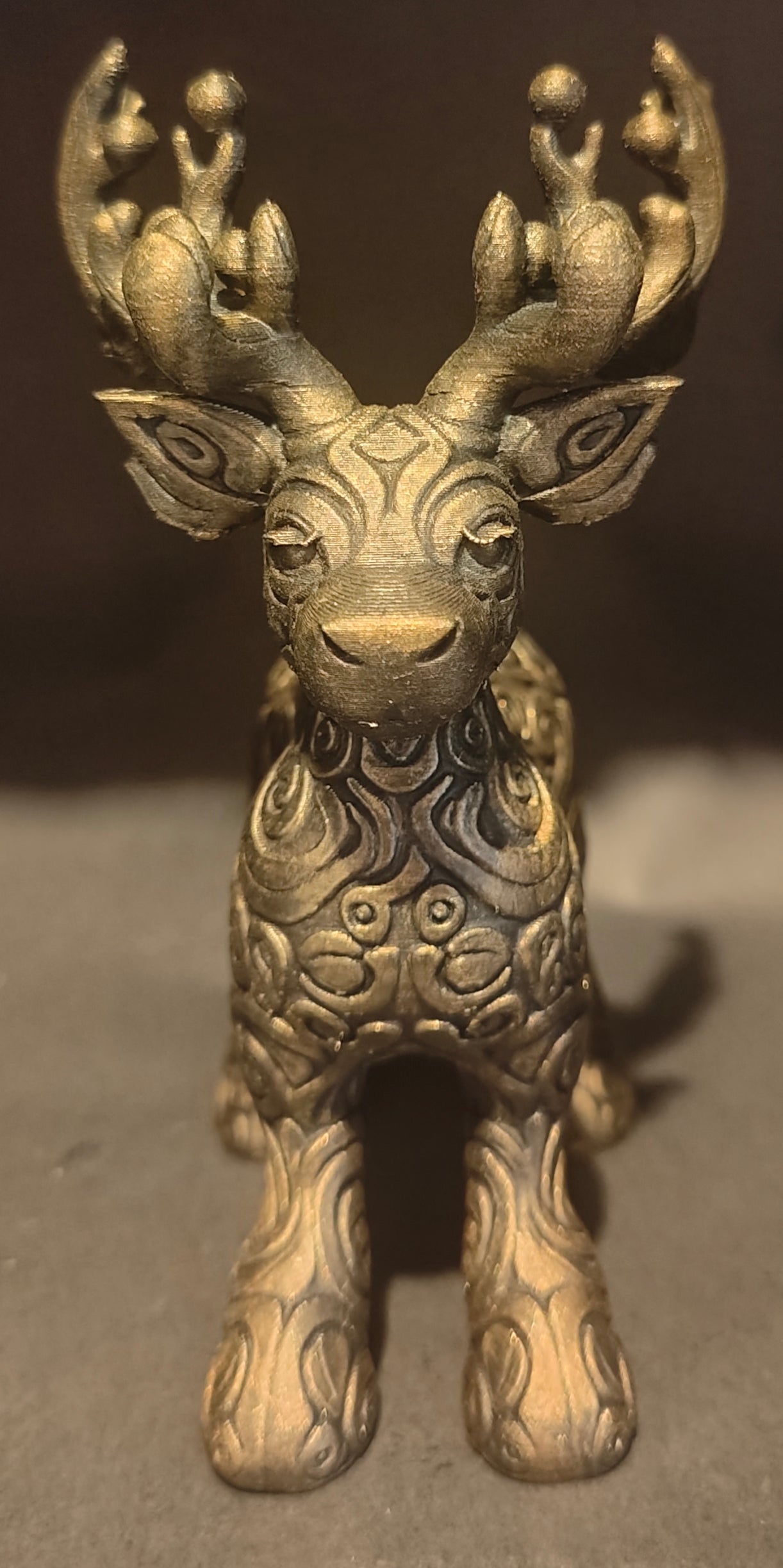 Ornate Reindeer Figurine Detailed 3D Printed Christmas Decor