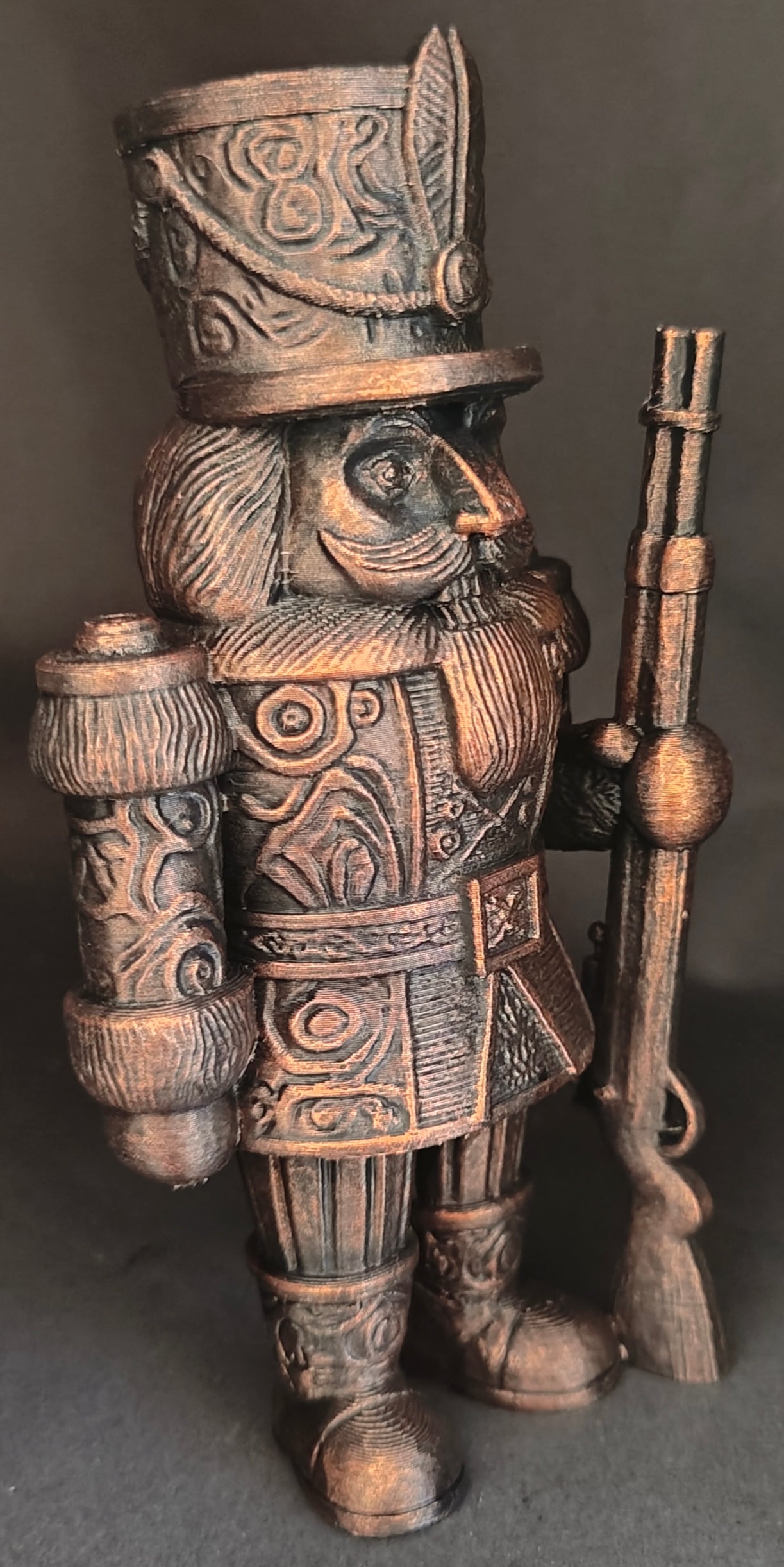 Ornate Nutcracker Statue Detailed 3D Printed Christmas Decor