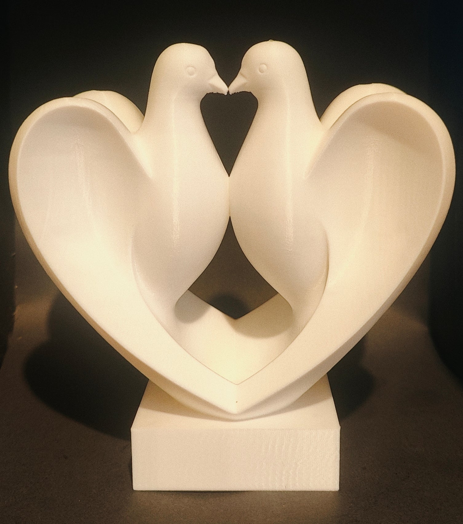 Love Birds Heart Sculpture Matte White