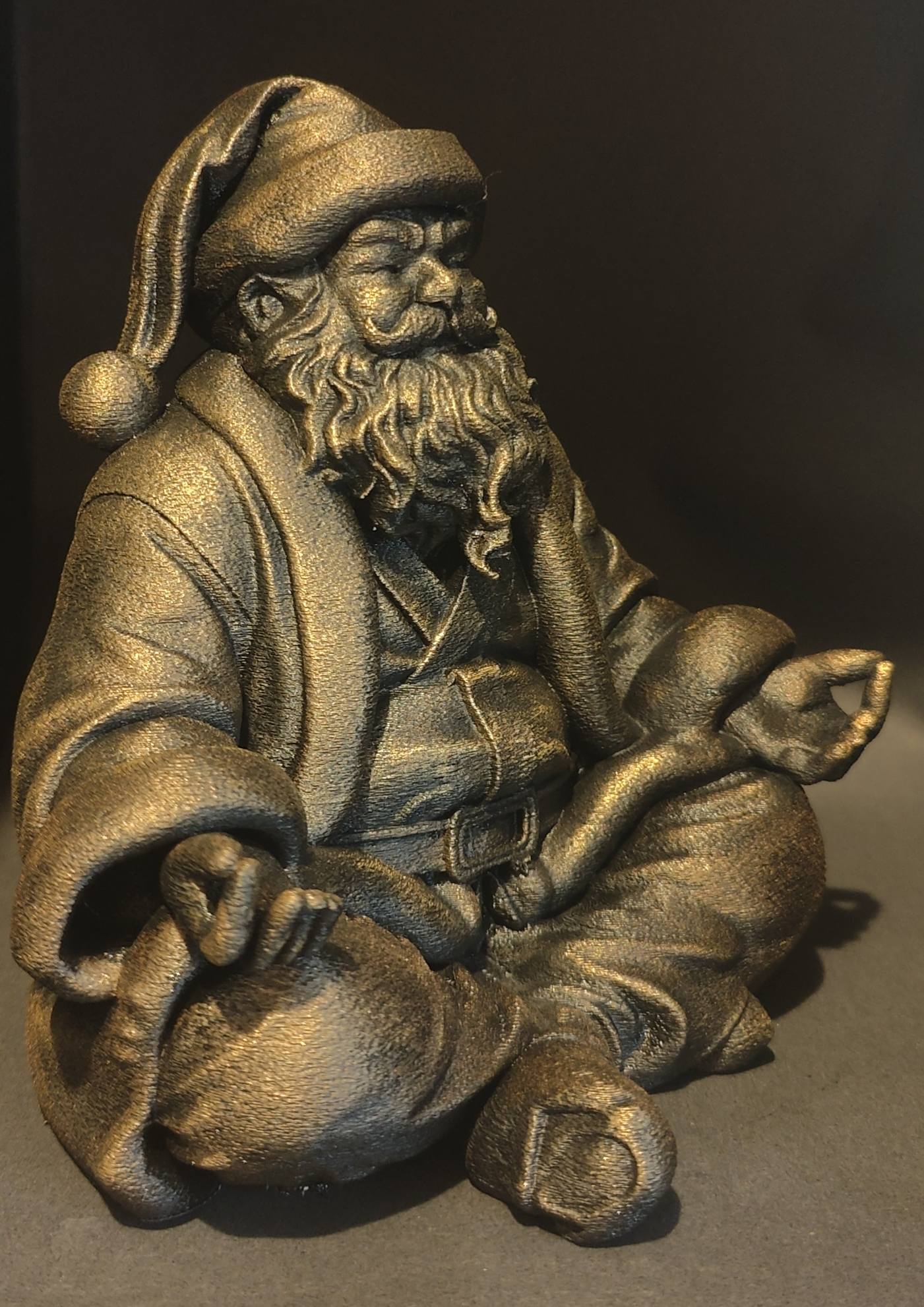 Meditating Santa Statue  Zen Christmas Décor with Metallic Finish