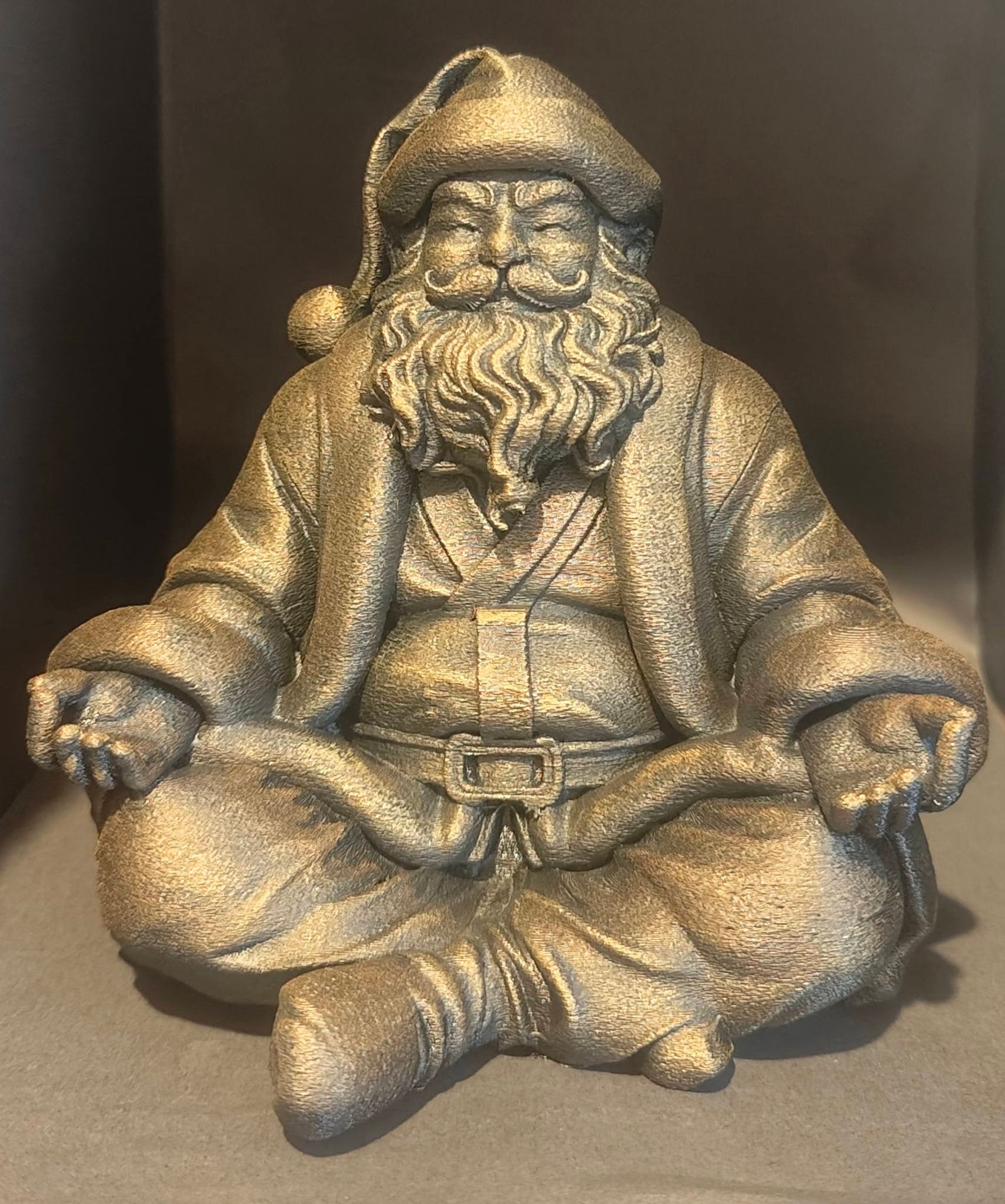 Meditating Santa Statue  Zen Christmas Décor with Metallic Finish