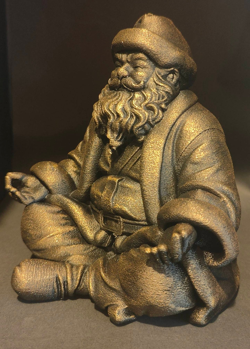 Meditating Santa Statue  Zen Christmas Décor with Metallic Finish